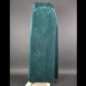 70s Nelly de Grab New York Dark Green Belted Velvet Maxi Skirt